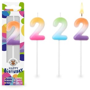 Geburtstagskerze TRENDHAUS, Zahl 2, sortiert