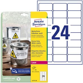Etikett AVERY polyester 64,6x33,9mm(480)
