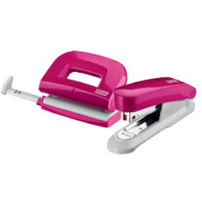 Heftgerät/Locher-Set Novus E 15 / E 210, pink