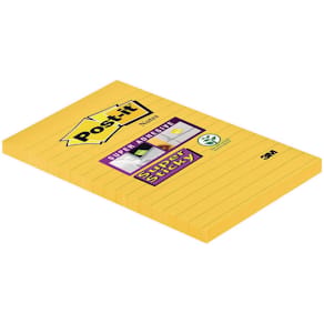 Post-It Supersticky Gul, linjerat, 102x152mm, 6st