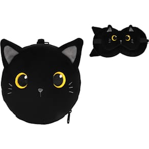 Kuschelkissen ITOTAL Black Cat mit Schlafmaske, 19,5 x 18 cm