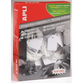 Draadetiketten Apli, 9 x 24 mm, wit, doos 1.000 stuks