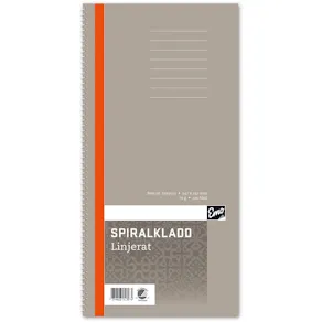Spiralkladd, 147x297mm, linjerat, 147x297mm, 5st