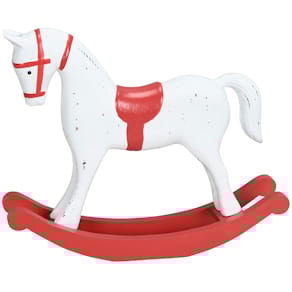 Dekofigur Schaukelpferd MDF, weiß/rot