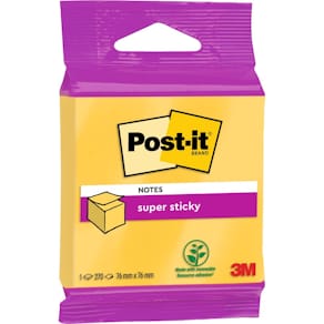 Haftnotizblock Post-it Super Sticky, Würfel, 76 x 76 mm, gelb