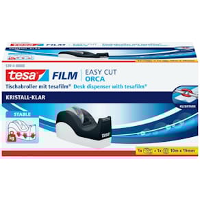 Tischabroller tesa Orca, inkl. 1 Rolle, klar, schwarz/weiß