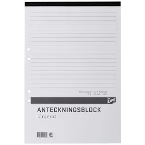 Perforerade Block A4, linjerat, 100bl