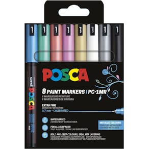 Paintmarker Uni POSCA PC-1MR, 0,7 mm, etui van 8 stuks