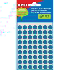 Etiketten Apli rond, etui, 10 mm, blauw, 315 stuks