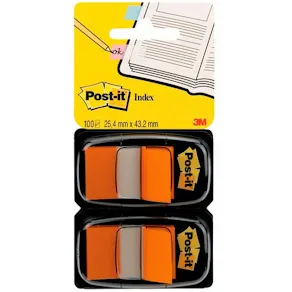 Post-It Index Orange, dubbelpack, 2x50 flikar, 6fp