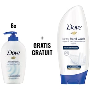Handzeep Dove, 6 x flacon 250 ml (ref. 1739560) + gratis 1 x hand