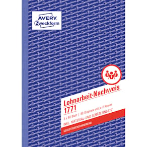 Formular Avery Zweckform Lohnarbeit-Nachweis 1771, A5, 3x50 Blatt