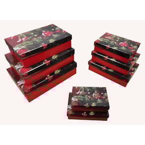 Geschenkkarton Christbaum, rot, 8 Größen, mit Motivdeckel