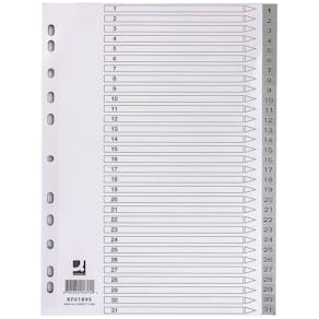 Ordnerregister Q-CONNECT, 1-31, A4, PP, grau
