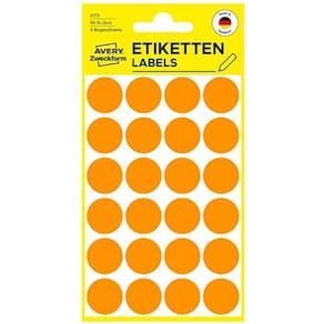 Färgkodningsprick AVERY Ø18mm oran 96/fp
