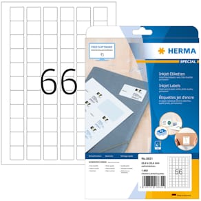 Etiketten HERMA Inkjet, 25,4x25,4 mm, weiß, 25 Blatt
