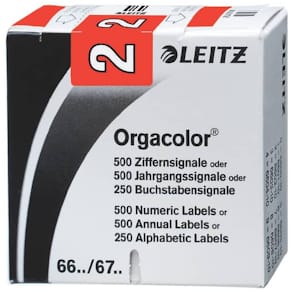 Ziffernsignale Leitz Orgacolor 2, selbstklebend, rot, 500 Stück
