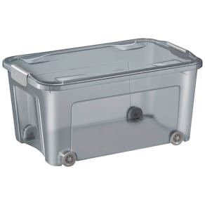 Ablagebox CEP, 43 l, transparent/rauchgrau, mit Rollen