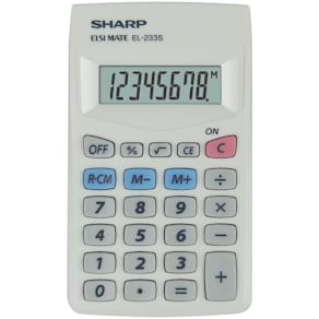 Taschenrechner Sharp EL-233S, weiß, 8-stellig, kompakt