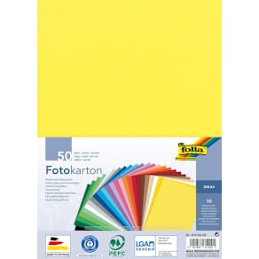 Fotokarton Folia, gekleurd, A4, 50 vel, 10 kleuren