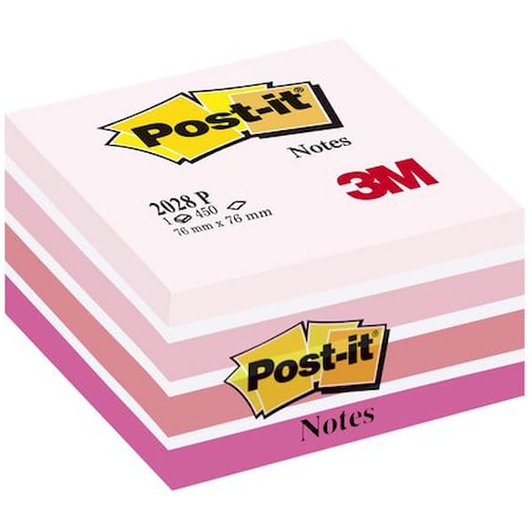 Notatkube POST-IT 76x76 ass rosa/hvit