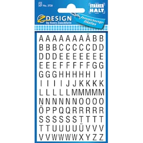 Buchstabenetikett Avery Zweckform Home, A-Z, schwarz/weiß, 240 St