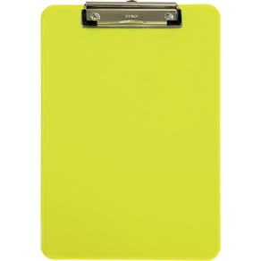 Klemplaat MAUL Neon, hard kunststof, A4 staand, geel transparant