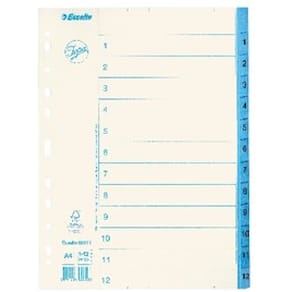 Pärmregister JOPA Papper A4 1-12, blå flik