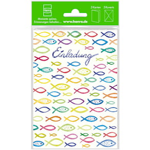 Kommunionseinladung Noname, bunt, 5 Stück, mit Umschlägen