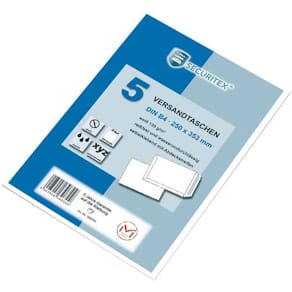 Versandtasche Securitex B4, haftklebend, 130g, weiß, 5 Stück