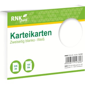 Karteikarten RNK, A6 quer, weiß, blanko, 100 Stück
