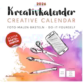 Bastelkalender Alpha 2026, weiß, 21 x 22 cm