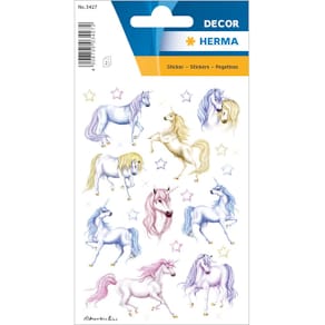 Schmucketikett HERMA Einhörner, beglimmert, 38 Stück