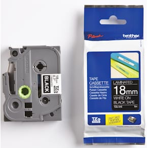 Tape Brother TZe voor P-Touch, 18 mm, wit op zwart