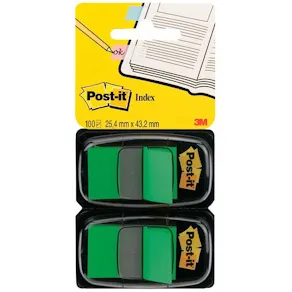 Post-It Index Grön, dubbelpack, 2x50 flikar, 6fp