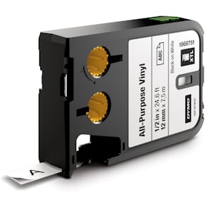 Tape Dymo XTL, vinyl, 12 mm, zwart op wit, 7,5 m