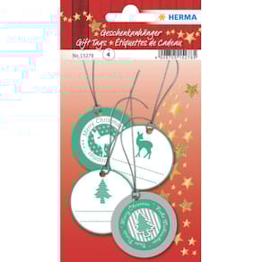 Geschenkanhänger Weihnachten HERMA, grün/silber, 5 cm, 4 St.