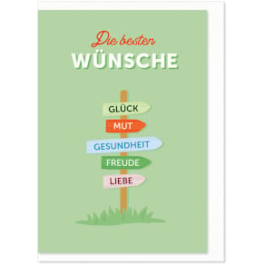 Glückwunschkarte KOMMA³ Allround, bunt, mit Umschlag