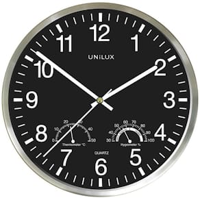 Vægur UNILUX Wetty 30x30 cm, sort/træ