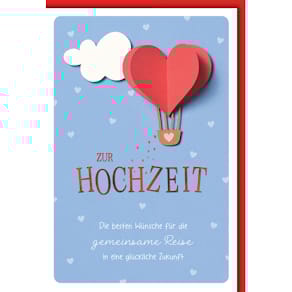 Vermählungskarte, geprägt, bunt, mit Umschlag