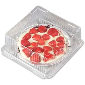 Plastbakke m/hængslet låg PET, 199x199x81 mm klar, 150 stk