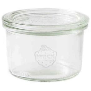 Sylteglas rund Ø8 cm H56 mm, m/låg, 12 stk