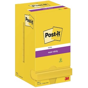 Notes Post-it Super Sticky gul 76x76 mm, PEFC, 12 blokke