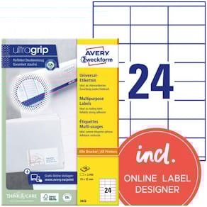 Etikett AVERY Ultragrip 70x35mm (2400)