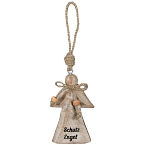 Weihnachtsanhänger Schutzengel, weiß gewischt, Mangoholz
