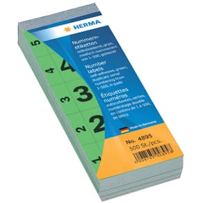 Nummernblock HERMA, 1-500, selbstklebend, grün, 28 x 56 mm
