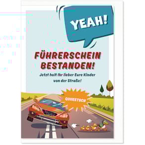 Glückwunschkarte KOMMA³ Führerschein, sortiert, mit Umschlag