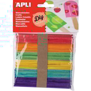 Houten sticks Apli, gekleurd, blister, 50 stuks