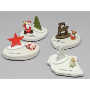 Dekorationsfigur auf Naturstein, sortiert (Weihnachten)