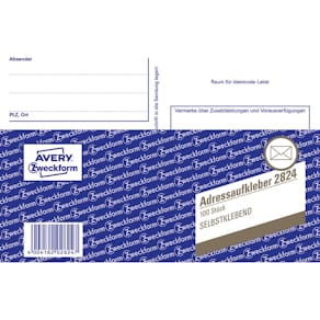 Adressaufkleber Avery Zweckform, A6, 100 Stück, selbstklebend,   